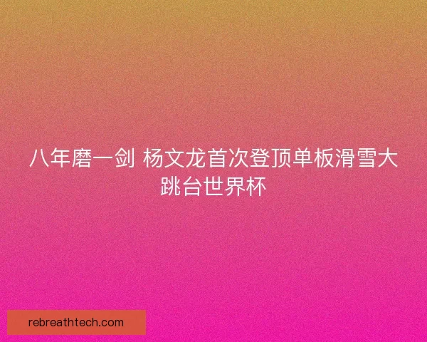 八年磨一剑 杨文龙首次登顶单板滑雪大跳台世界杯